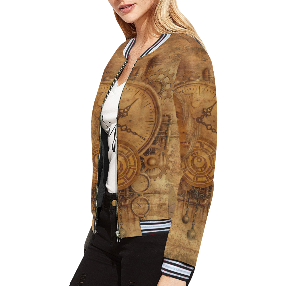 A Time Travel Of STEAMPUNK 1 All Over Print Bomber Jacket for Women (Model H21)