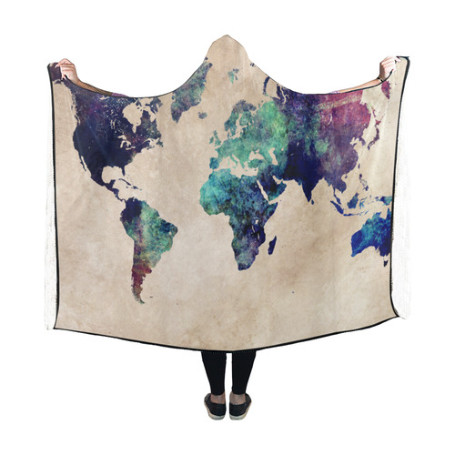 world map Hooded Blanket 60''x50''