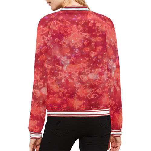 Sparkling glowing hearts B by JamColors All Over Print Bomber Jacket for Women (Model H21)