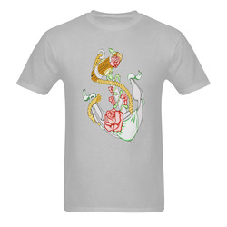 Anchor With Roses Grey Men's T-Shirt in USA Size (Two Sides Printing)