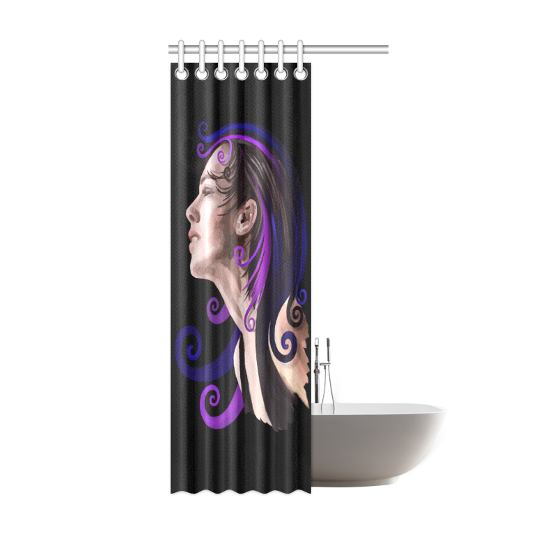 Daydreaming pretty young woman oil, purple, violet Shower Curtain 36"x72"