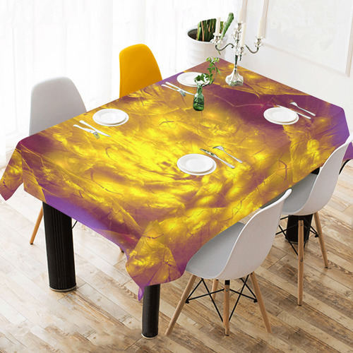 Purple and yellow abstract Cotton Linen Tablecloth 60" x 90"