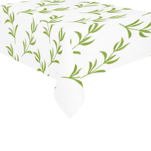 Green branches Cotton Linen Tablecloth 60" x 90"