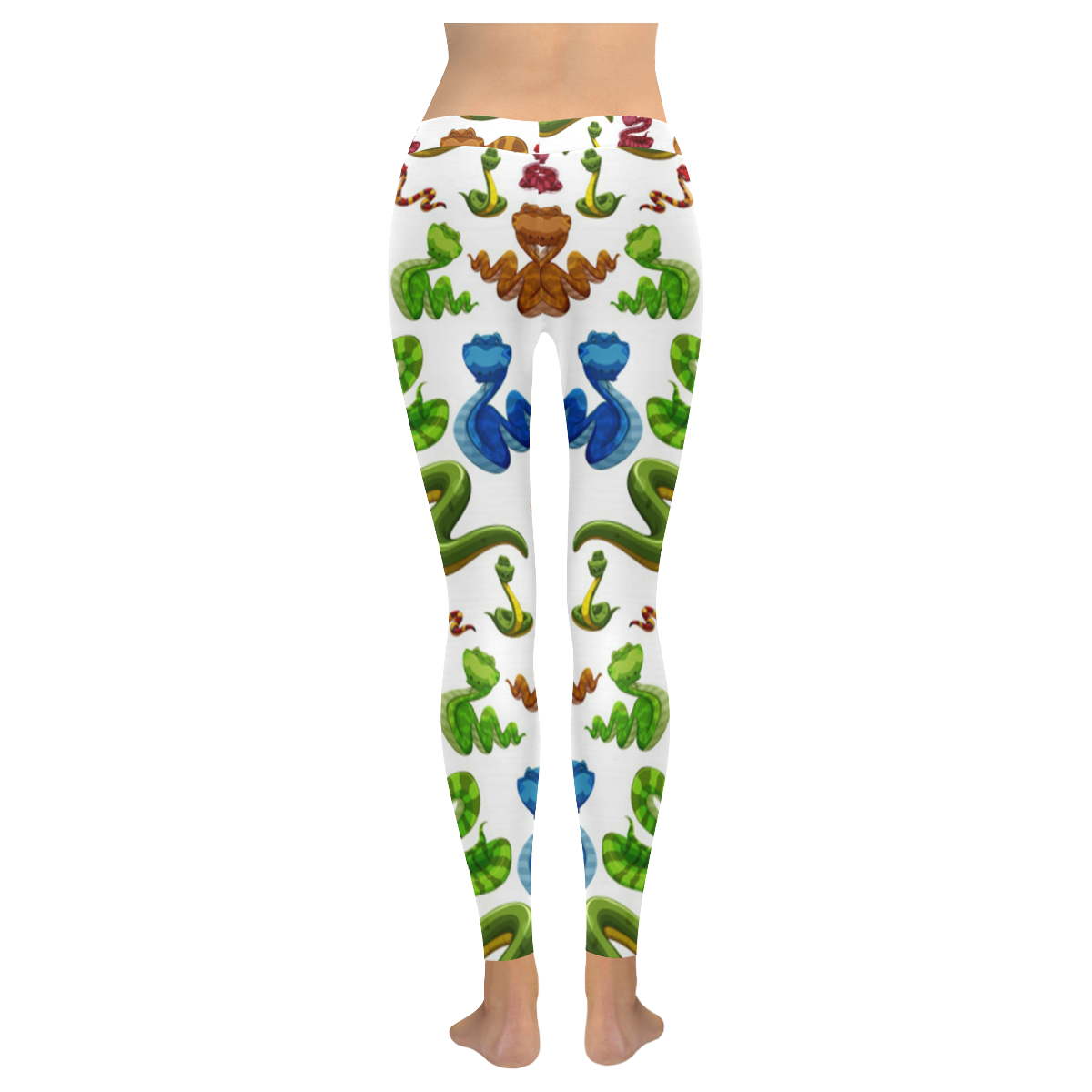 Silly Snakes Pattern Women's Low Rise Leggings (Invisible Stitch) (Model L05)