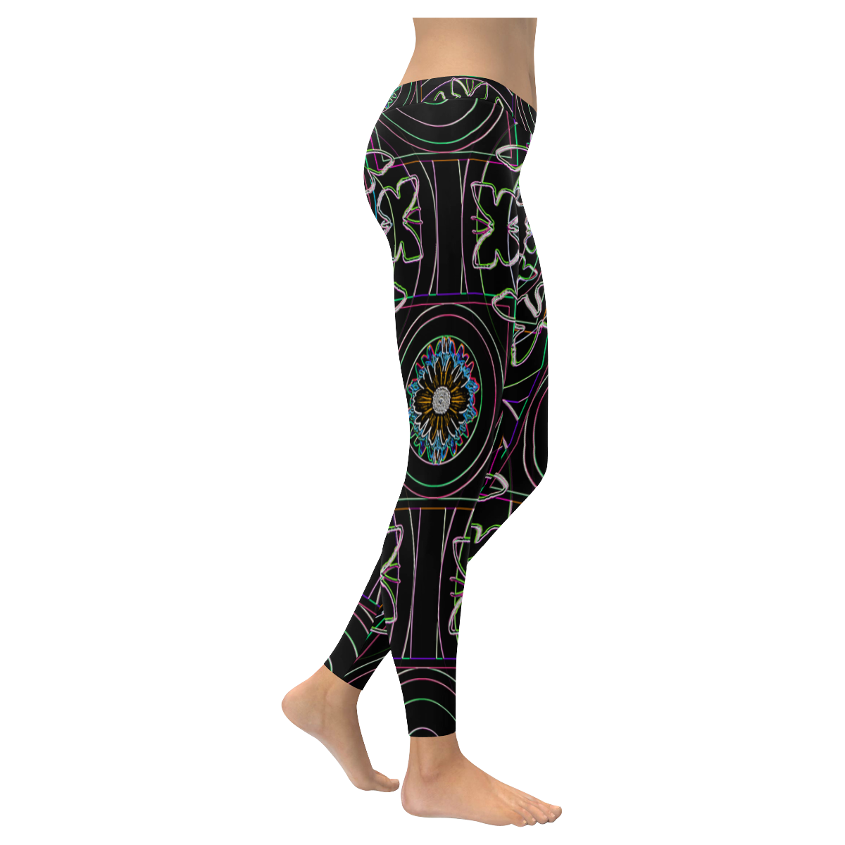 Neon Butterfly Women's Low Rise Leggings (Invisible Stitch) (Model L05)