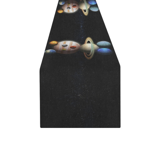 little bear abstract planets in the space Table Runner 16x72 inch