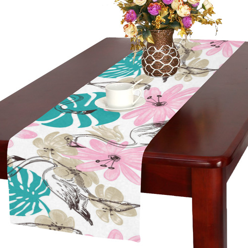 Flamingo Flower Table Runner 16x72 inch