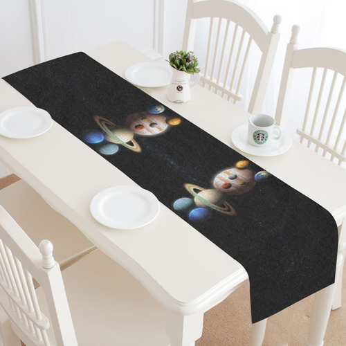 little bear abstract planets in the space Table Runner 16x72 inch