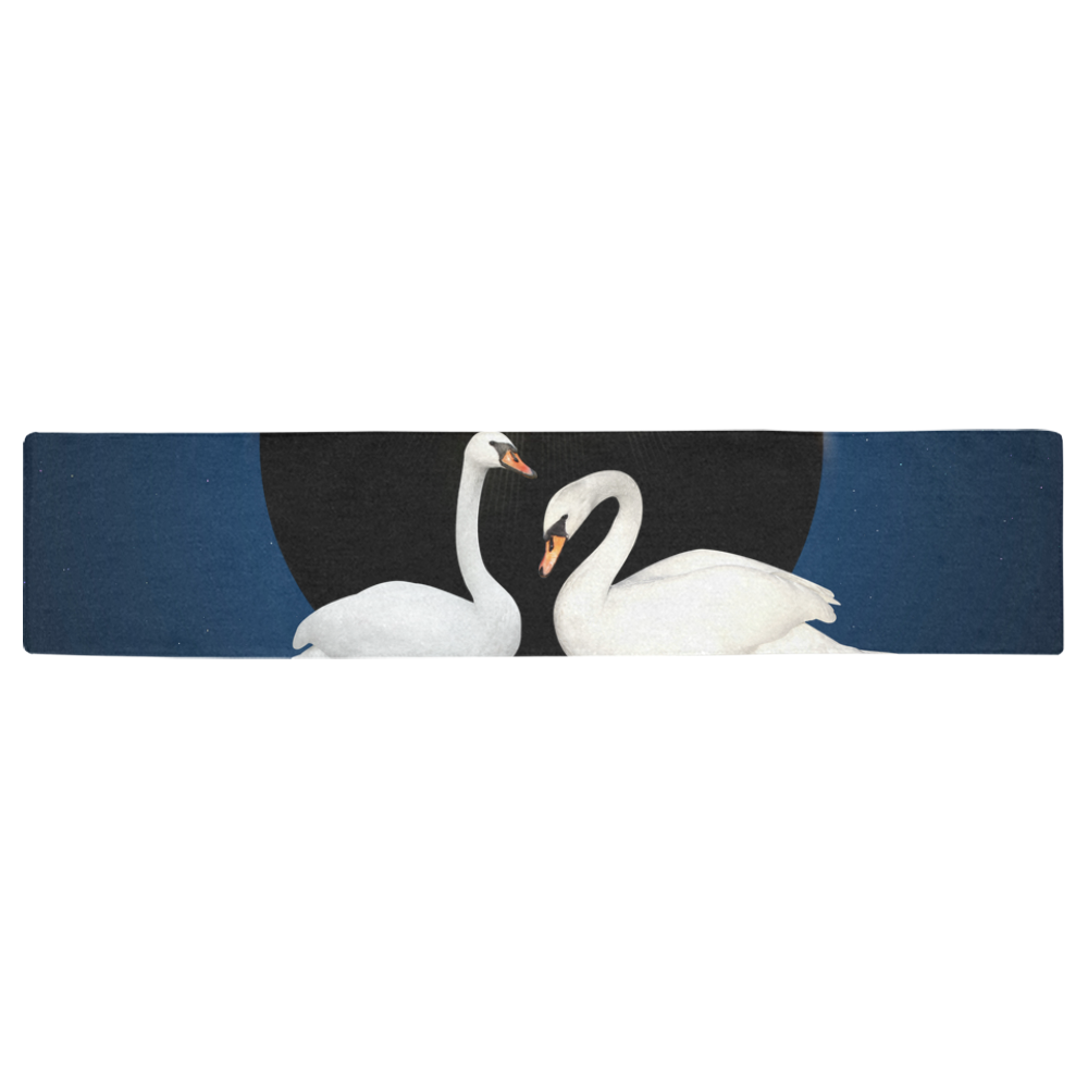 Two white swans Table Runner 16x72 inch
