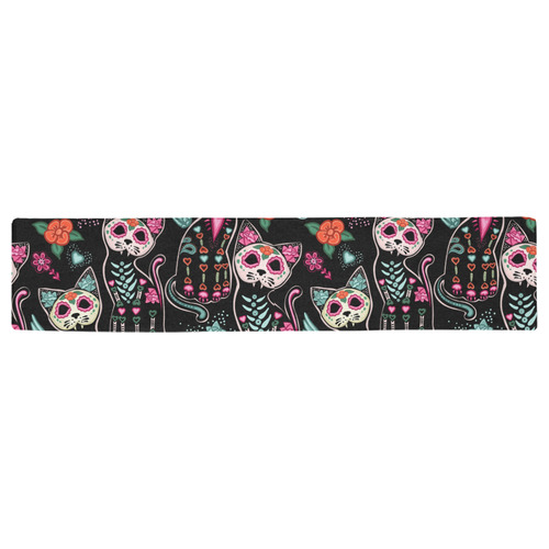 The day of dead cat Table Runner 16x72 inch