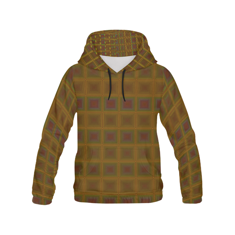 Golden brown multicolored multiple squares All Over Print Hoodie for Men/Large Size (USA Size) (Model H13)
