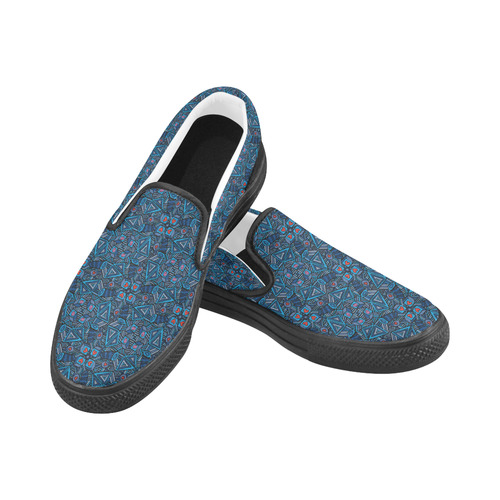 Blue Doodles - Hearts And Smiles Women's Slip-on Canvas Shoes (Model 019)