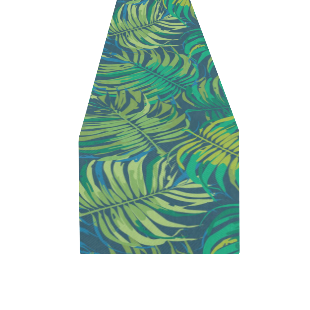 Watercolor tropical palm leaves seamless pattern Table Runner 16x72 inch