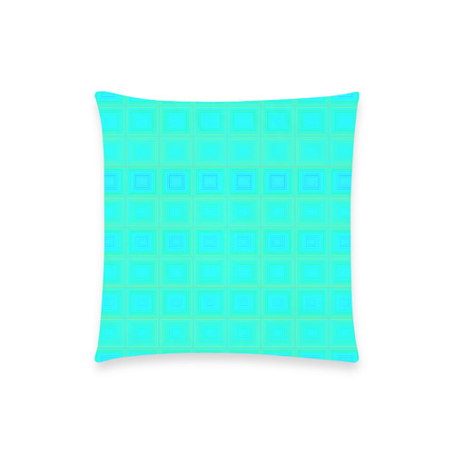 Baby blue yellow multicolored multiple squares Custom  Pillow Case 18"x18" (one side) No Zipper