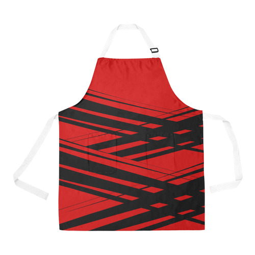 Black and Red Diagonal Criss Cross All Over Print Apron