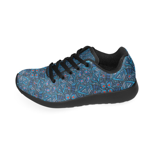 Blue Doodles - Hearts And Smiles Women's Running Shoes/Large Size (Model 020)