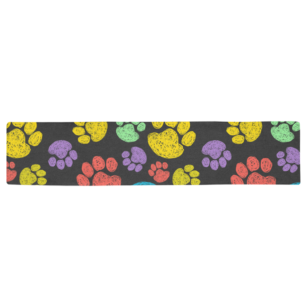 Colorful dog paws Table Runner 16x72 inch