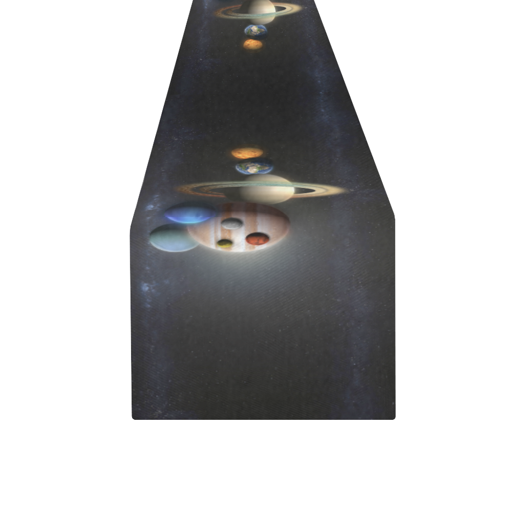little bear abstract planets in the space (2) Table Runner 16x72 inch
