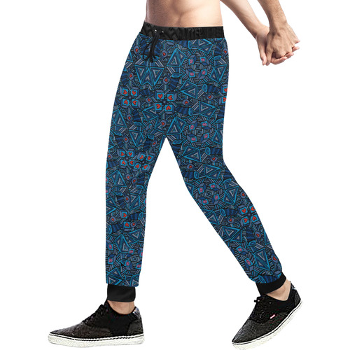Blue Doodles - Hearts And Smiles Men's All Over Print Sweatpants (Model L11)