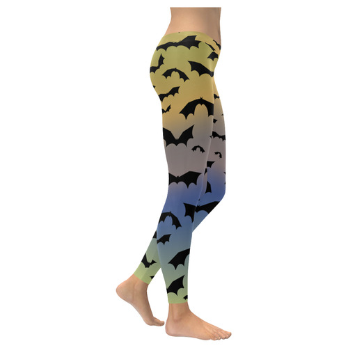 Bats in the Sunset Women's Low Rise Leggings (Invisible Stitch) (Model L05)