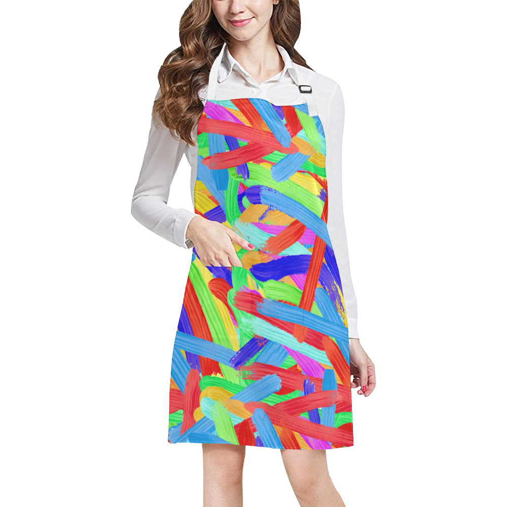 Colorful Finger Painting All Over Print Apron