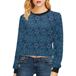 Blue Doodles - Hearts And Smiles Crop Pullover Sweatshirts for Women (Model H20)