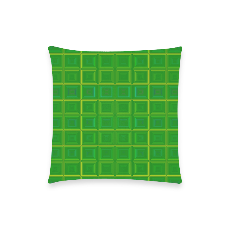Green gold multicolored multiple squares Custom  Pillow Case 18"x18" (one side) No Zipper
