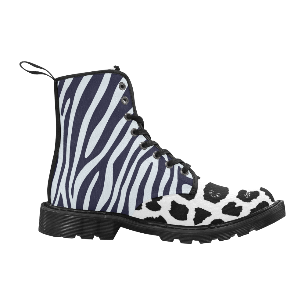 Zebra Leopard Martin Boots for Women (Black) (Model 1203H)