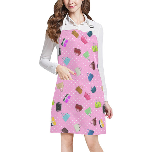 Little Purses and Pink Polka Dots All Over Print Apron