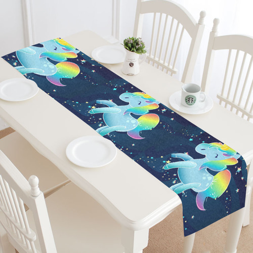 unicorn in space Table Runner 16x72 inch