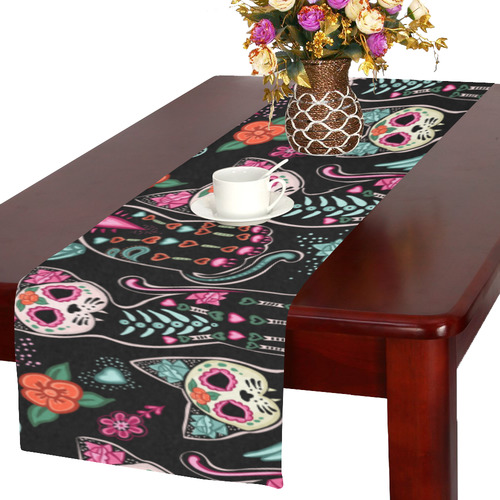 The day of dead cat Table Runner 16x72 inch