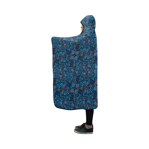 Blue Doodles - Hearts And Smiles Hooded Blanket 50''x40''
