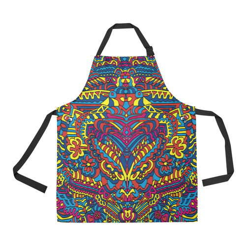 Groovy  Doodle Colorful Art All Over Print Apron