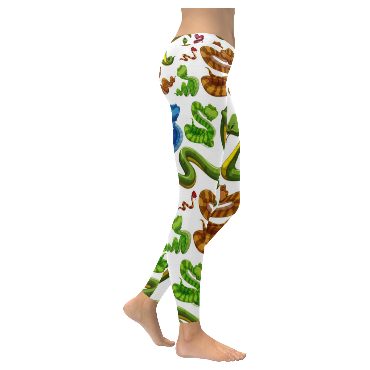Silly Snakes Pattern Women's Low Rise Leggings (Invisible Stitch) (Model L05)