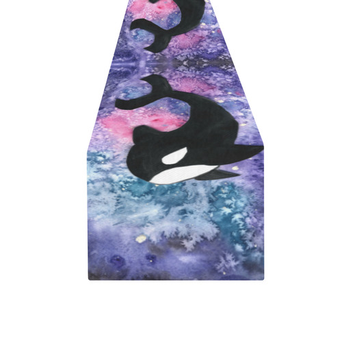 whale floating in galaxy. Space Table Runner 16x72 inch