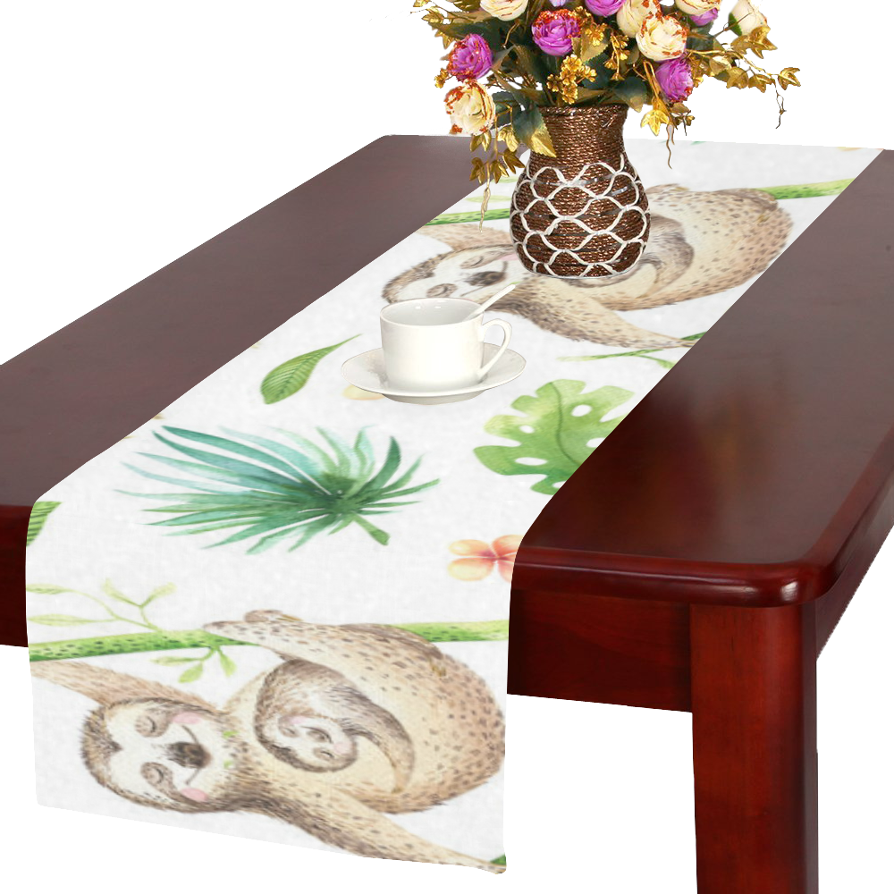 Sloth Hanging On The Tree Table Runner 16x72 inch