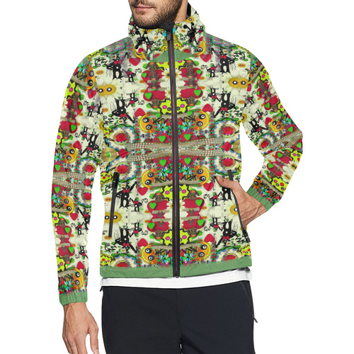 Chicken monkeys smile in the hot floral nature Unisex All Over Print Windbreaker (Model H23)