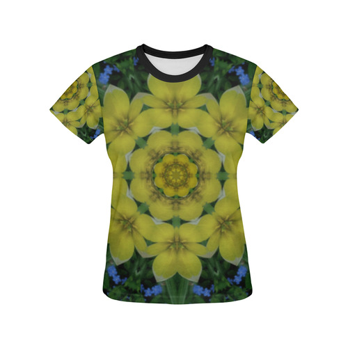 fantasy plumeria decorative real and mandala All Over Print T-shirt for Women/Large Size (USA Size) (Model T40)