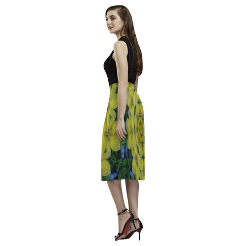 fantasy plumeria decorative real and mandala Aoede Crepe Skirt (Model D16)