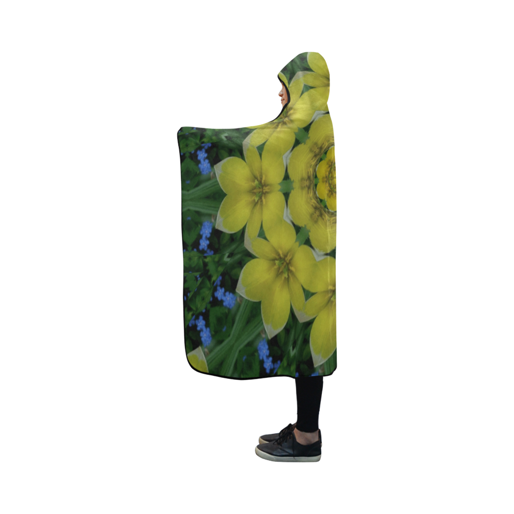 fantasy plumeria decorative real and mandala Hooded Blanket 50''x40''