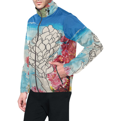 Alpinia purpurata Red Ginger Flower Unisex All Over Print Windbreaker (Model H23)