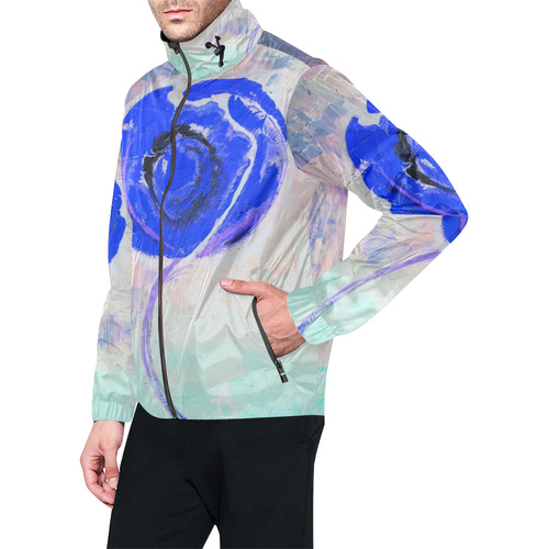 Golden Rose Acrylic Icey Blue Unisex All Over Print Windbreaker (Model H23)