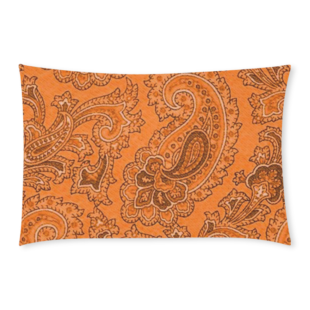 Orange Paisley Pattern 3-Piece Bedding Set