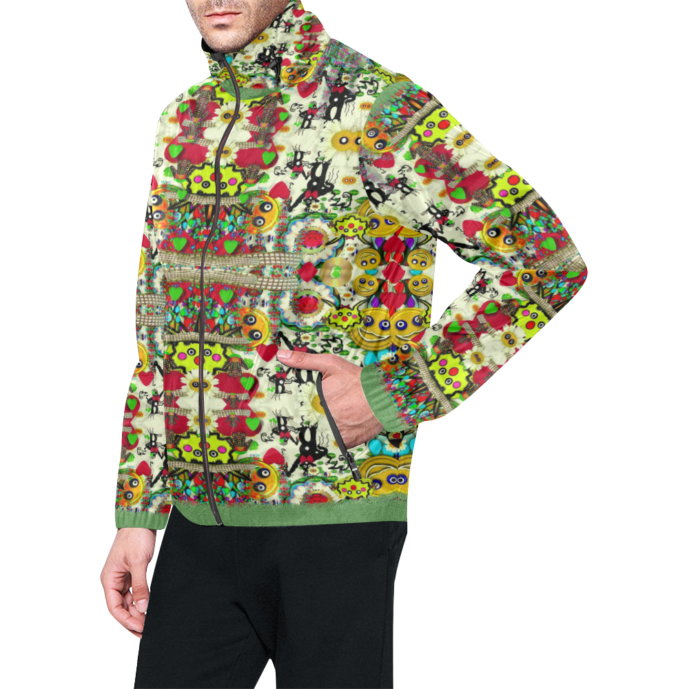 Chicken monkeys smile in the hot floral nature Unisex All Over Print Windbreaker (Model H23)