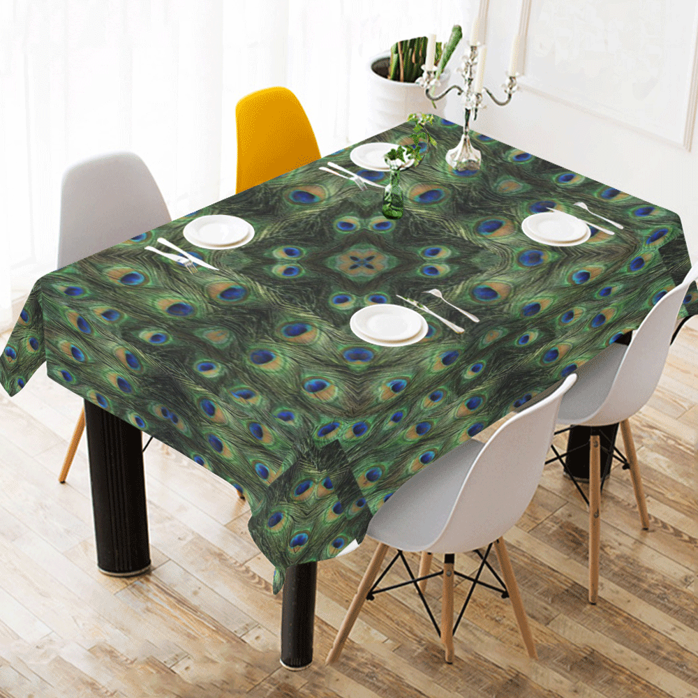 Peacock Cotton Linen Tablecloth 60" x 90"