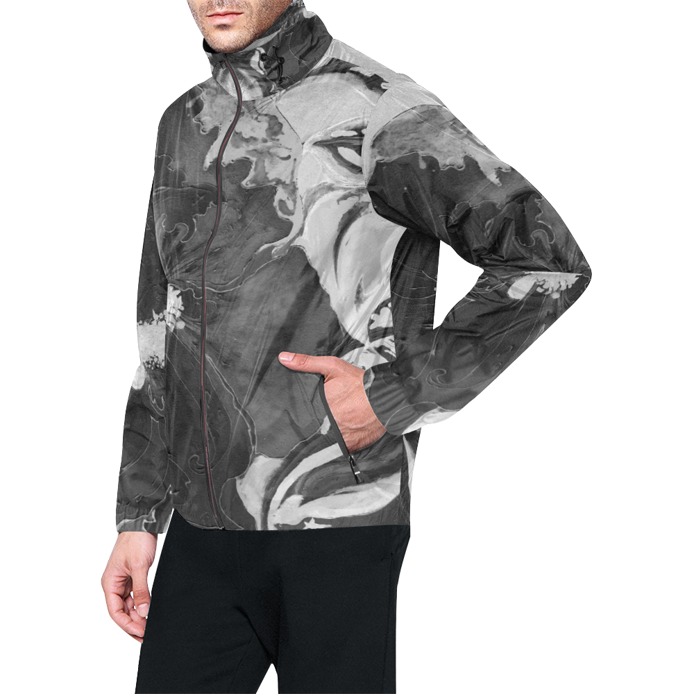 Birthday Yellow Rose Black and White Unisex All Over Print Windbreaker (Model H23)