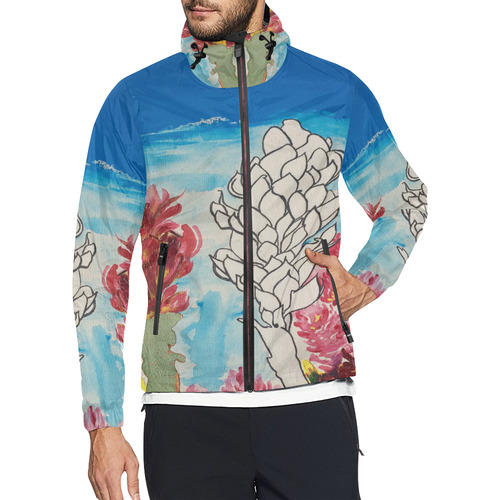 Alpinia purpurata Red Ginger Flower Unisex All Over Print Windbreaker (Model H23)