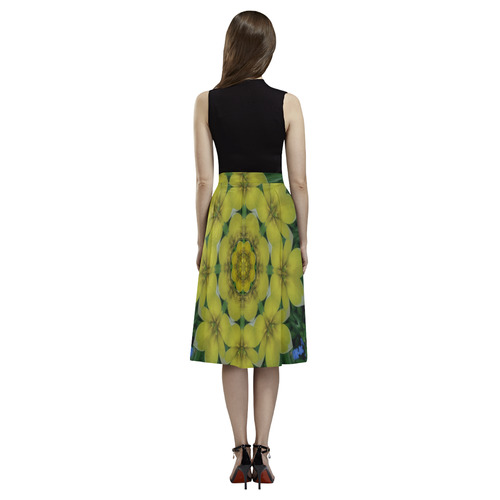 fantasy plumeria decorative real and mandala Aoede Crepe Skirt (Model D16)
